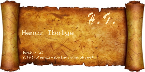 Hencz Ibolya névjegykártya
